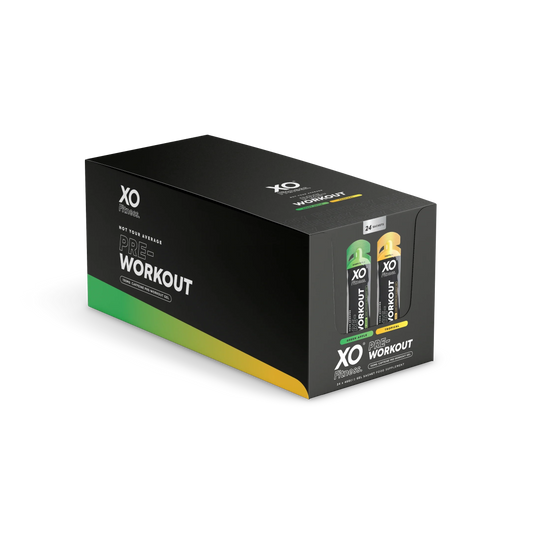 XO Fitness Pre-Workout Gel Mix Case 24x70g Tropical / Green Apple packshot