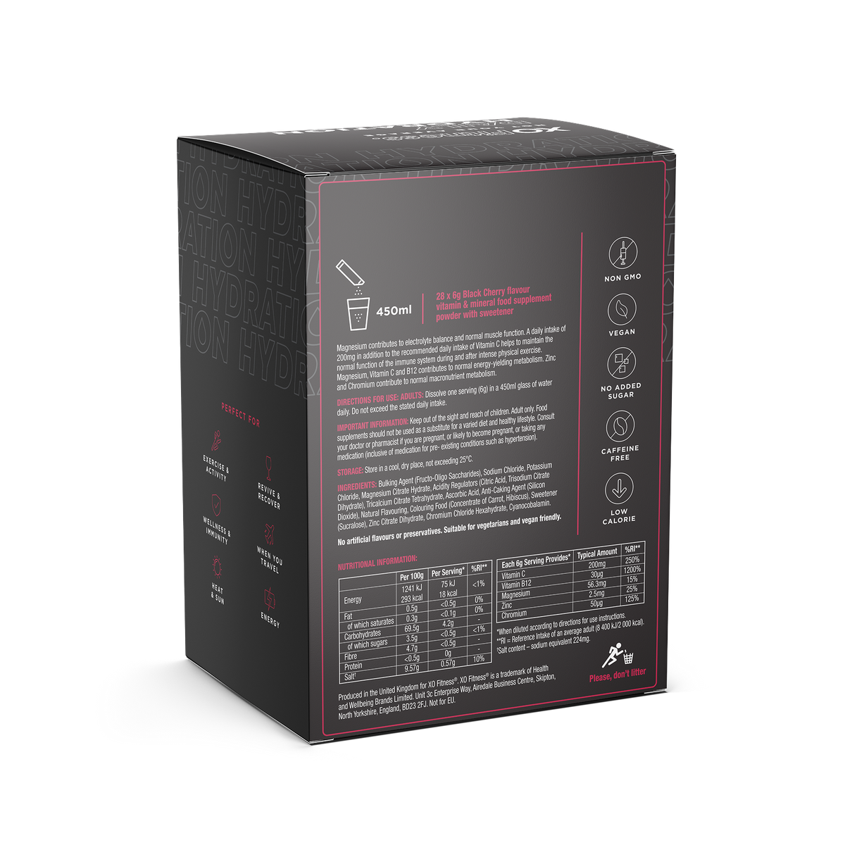 XO Fitness Hydration Sachet 28x6g nutrition