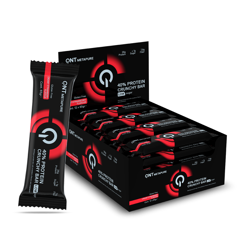 QNT 40% Protein Crunchy Bar 12x65g - Chocolate Cookie product packaging