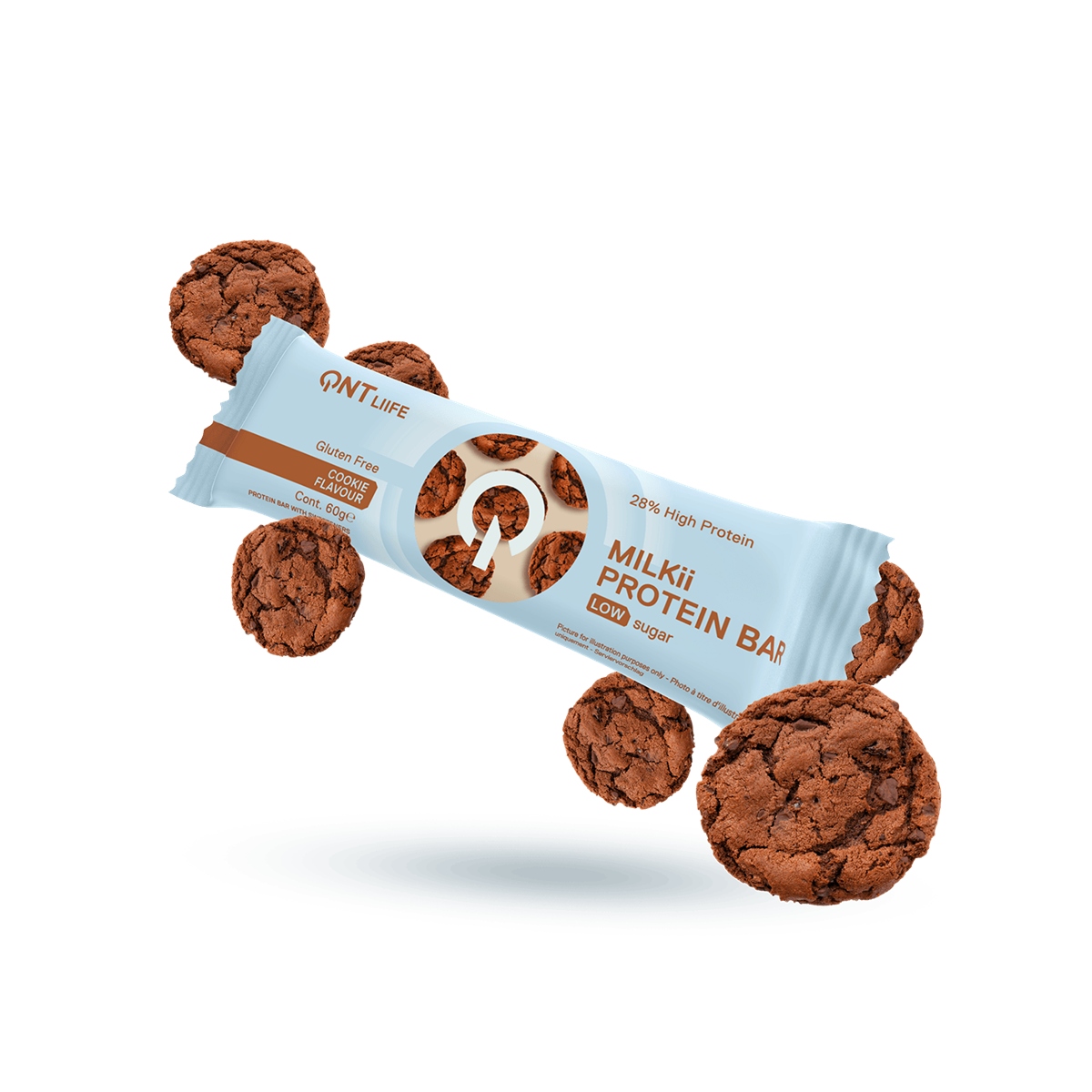 QNT Milkii Protein Bar 12x60g - Chocolate Cookie product packaging