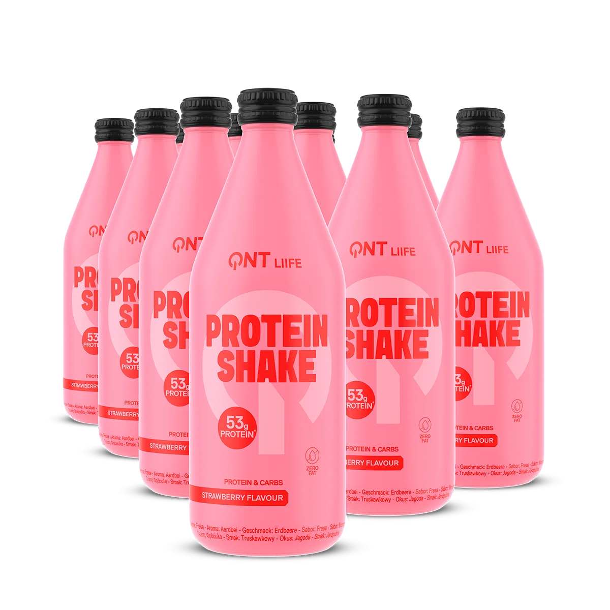 QNT 53g Protein Shake — Strawberry — 12 x 500ml — manufacturer pack image