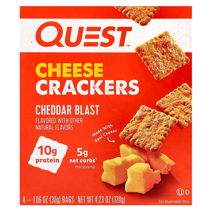 Quest Nutrition Cheese Crackers 4x30g - Spicy Cheddar product packaging