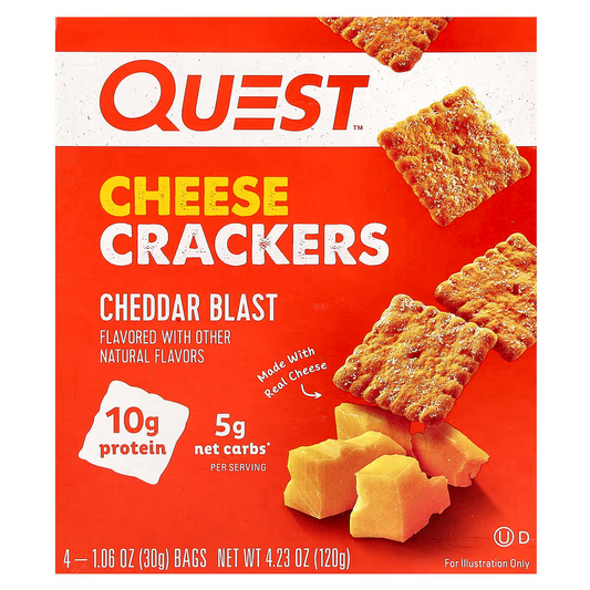 Quest Nutrition Cheese Crackers 4x30g - Spicy Cheddar product packaging