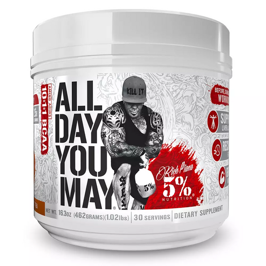Rich Piana 5% Nutrition All Day You May Legendary Series 465g - Blue Raspberry product packaging