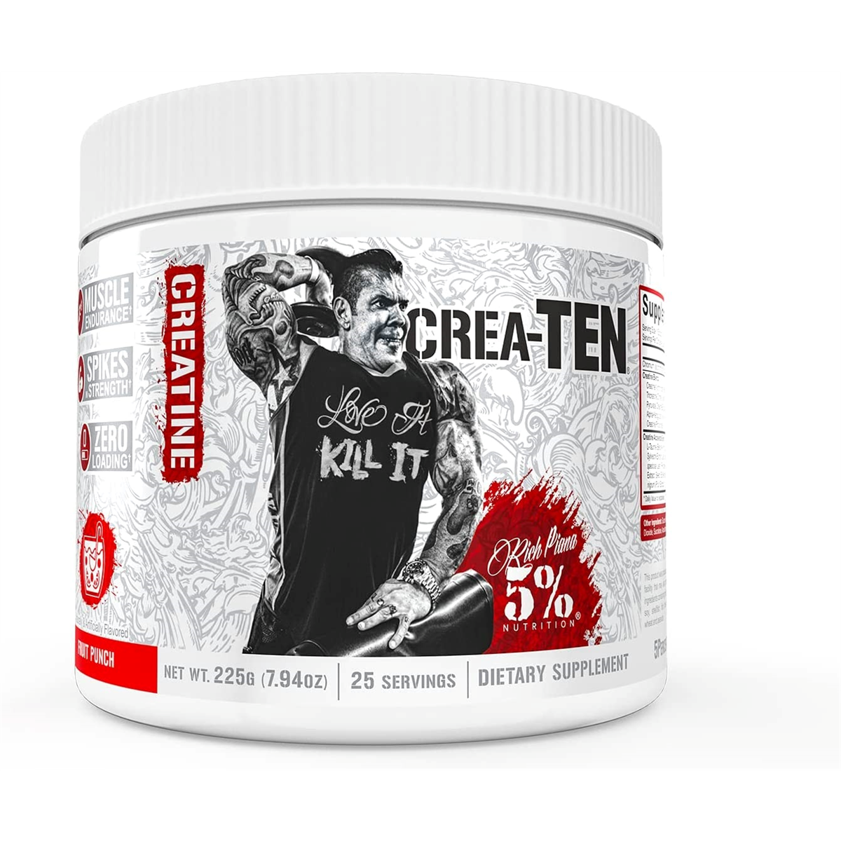 Rich Piana 5% Nutrition CREA-TEN Legendary Series 225g - Blue Raspberry product packaging