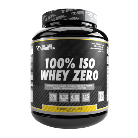 Refined Nutrition 100% ISO WHEY ZERO tub, BANANA SMOOTHIE band