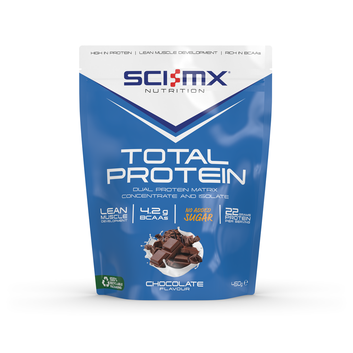 Sci-MX Total Protein 450g - Chocolate product packaging