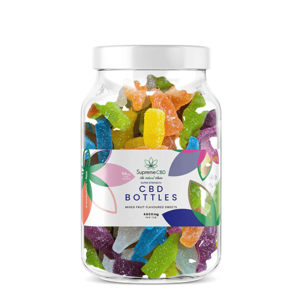 Supreme CBD Super Strength Gummies Large Tub 4800mg 500g - Bottles/Multi Fruit product packaging