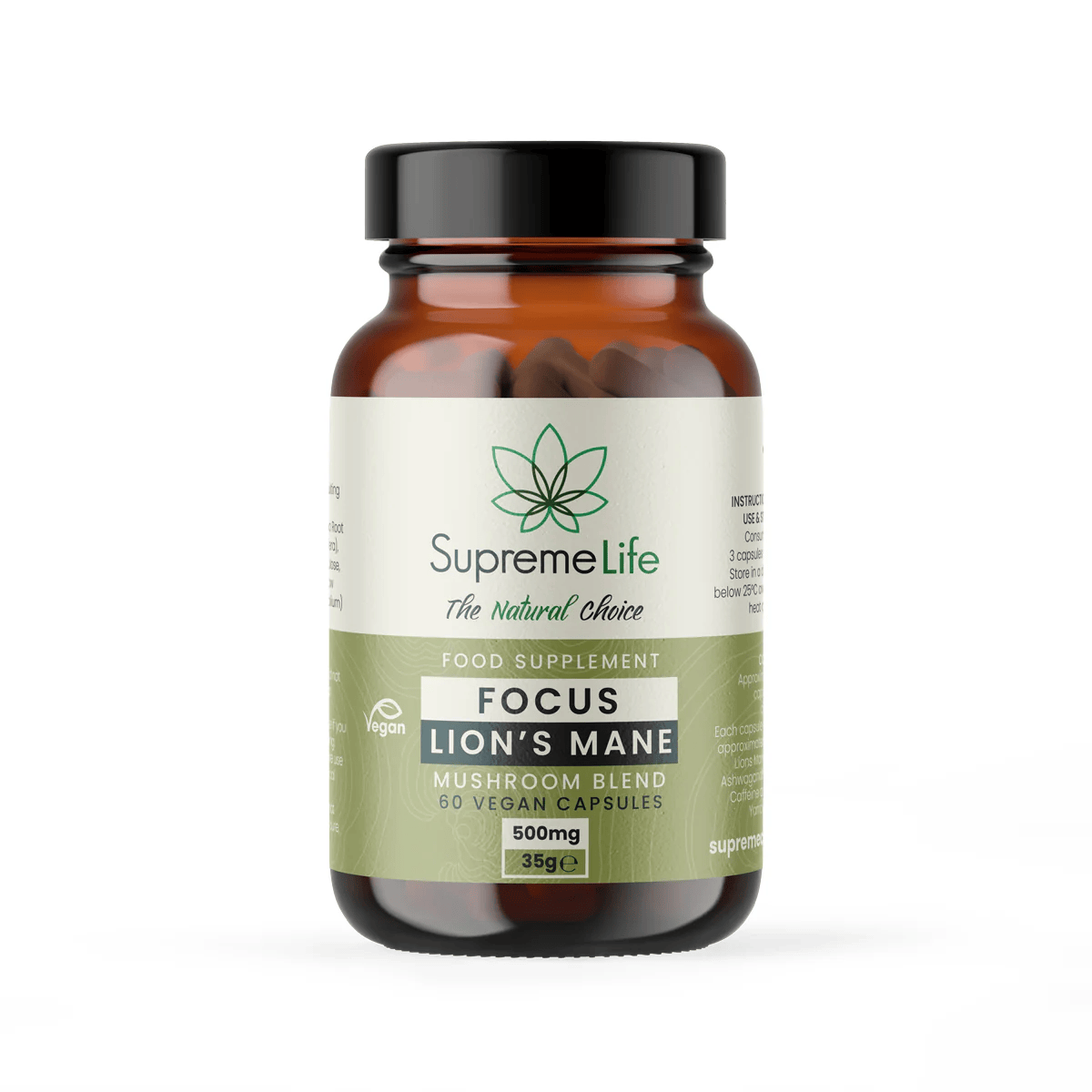 Supreme CBD Lions Mane Vegan Capsules - Focus 60 Caps — SRE015