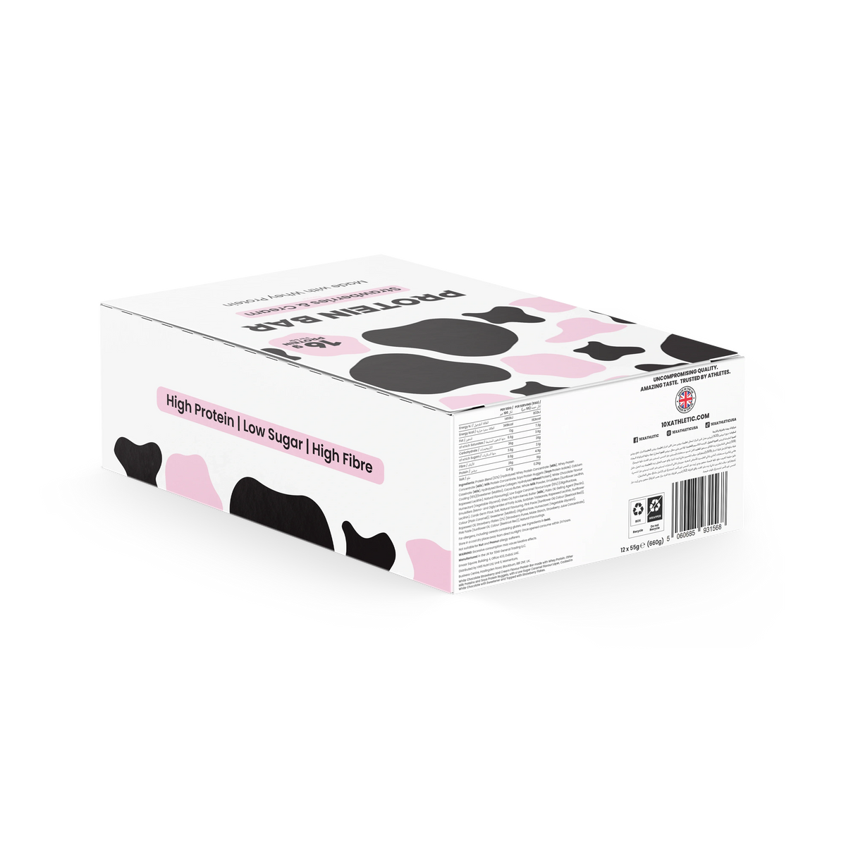 10X Athletic Protein Bar 12x55g Strawberries & Cream nutrition