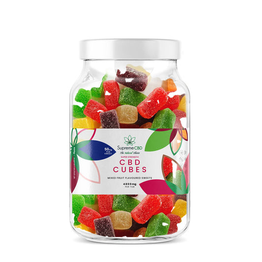 Supreme CBD Super Strength Gummies Large Tub 4800mg 500g - Cubes/Multi Fruit