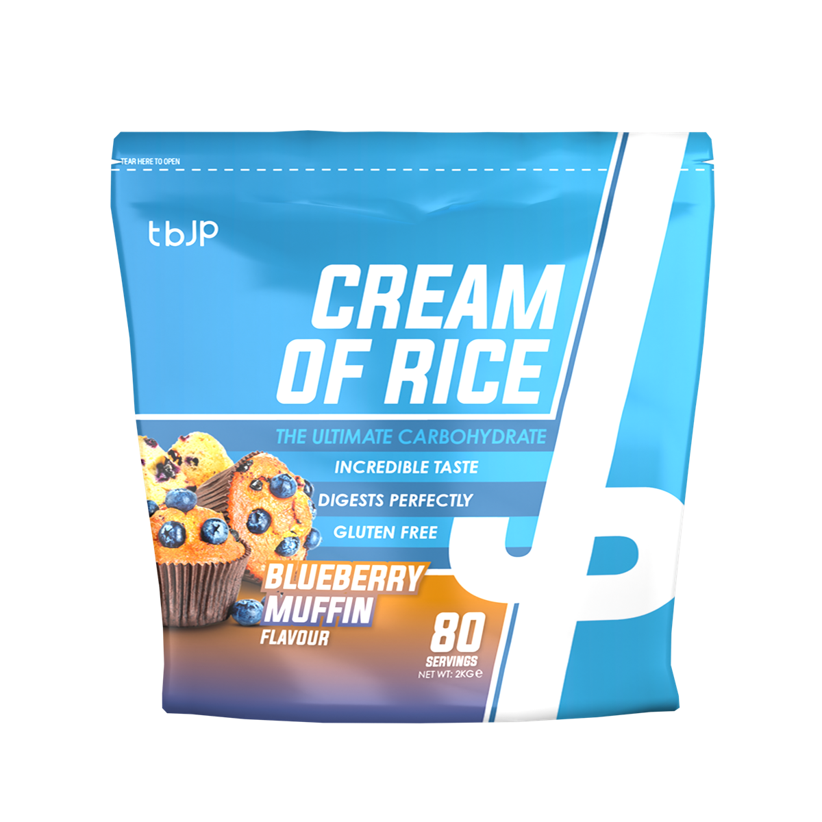 Trained By JP Cream Of Rice 2kg - Blueberry Muffin product packaging
