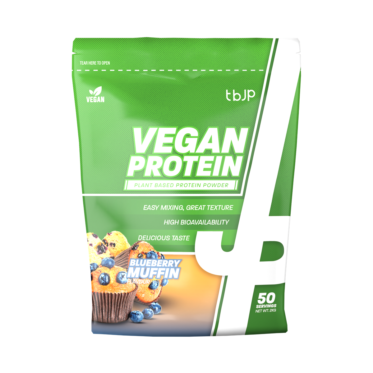 Trained By JP Vegan Protein 2kg - Blueberry Muffin product packaging