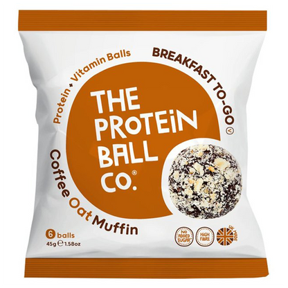 The Protein Ball Co Protein + Vitamin Balls (Breakfast To-Go) 10x45g - Coffee Oat Muffin product packaging