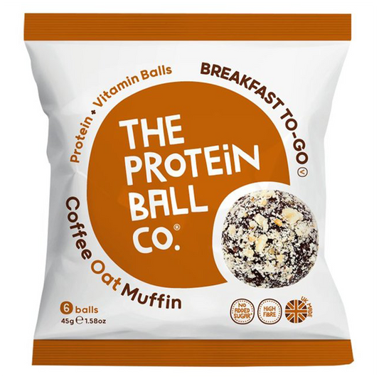 The Protein Ball Co Protein + Vitamin Balls (Breakfast To-Go) 10x45g - Coffee Oat Muffin product packaging