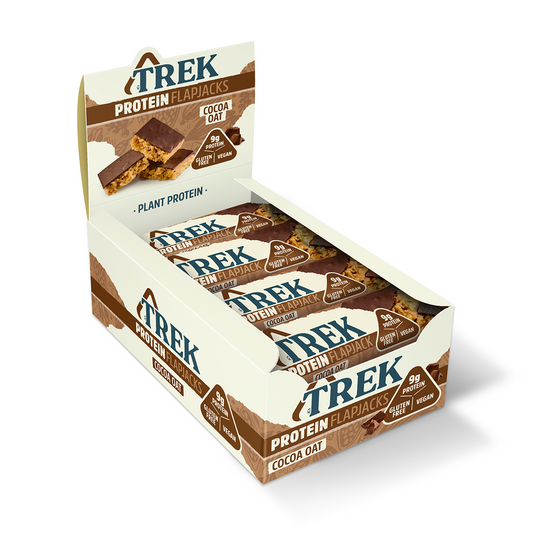 TREK Protein Flapjack 16x50g - Cocoa & Oat product packaging