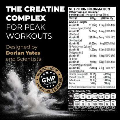 DY Nutrition Creatine 400g, 40 Servings — manufacturer's nutrition and supplement facts