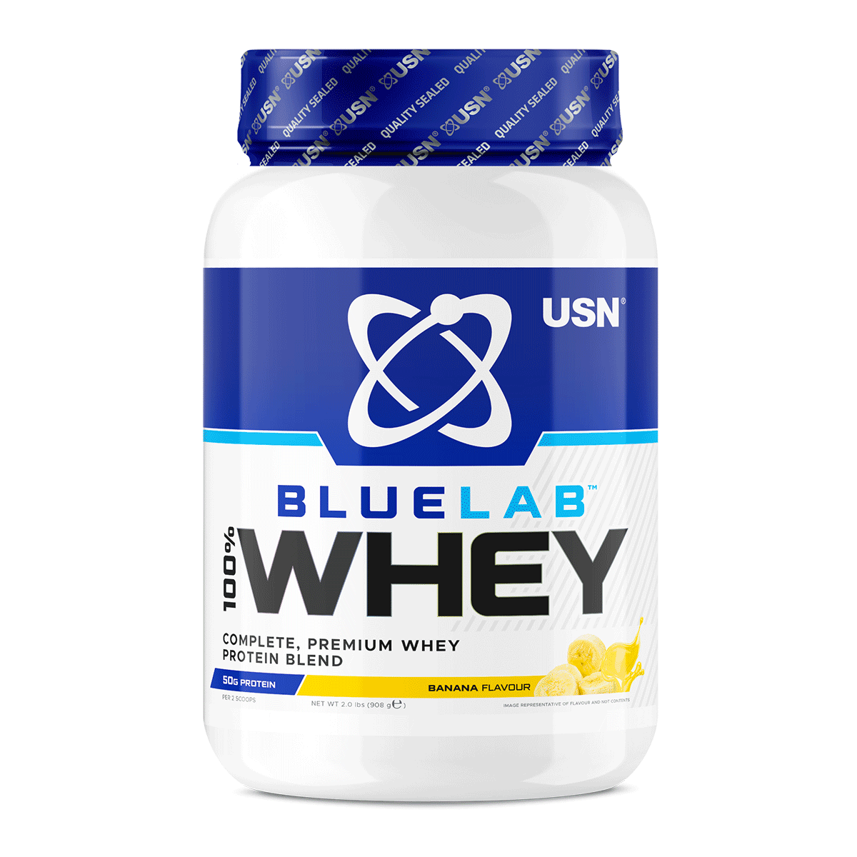 USN Blue Lab Whey 908g - Banana product packaging