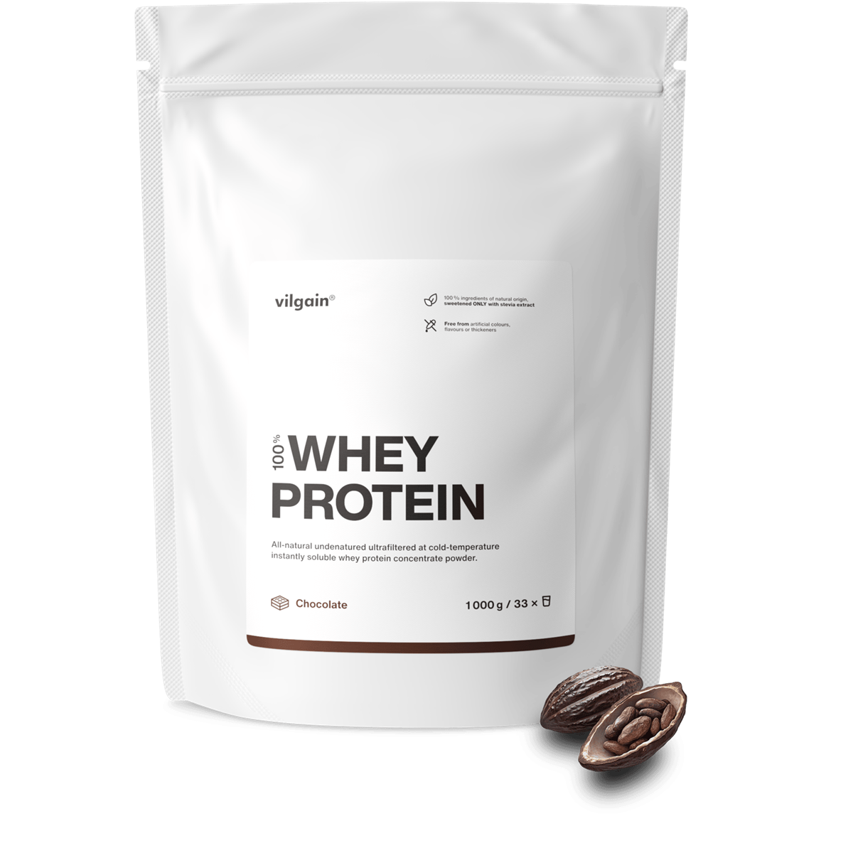 Vilgain Grass-fed Whey Protein 1000g - Chocolate product packaging
