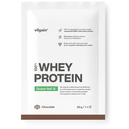 Vilgain Grass-fed Whey Protein 30g - Chocolate product packaging