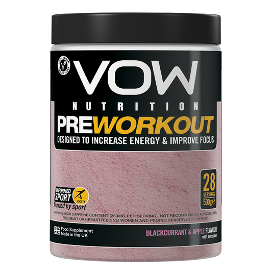 VOW Nutrition Pre Workout 500g - Blackcurrant & Apple product packaging