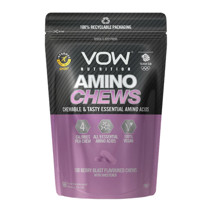 VOW Nutrition Amino Chews 100 Tabs - Berry Blast product packaging