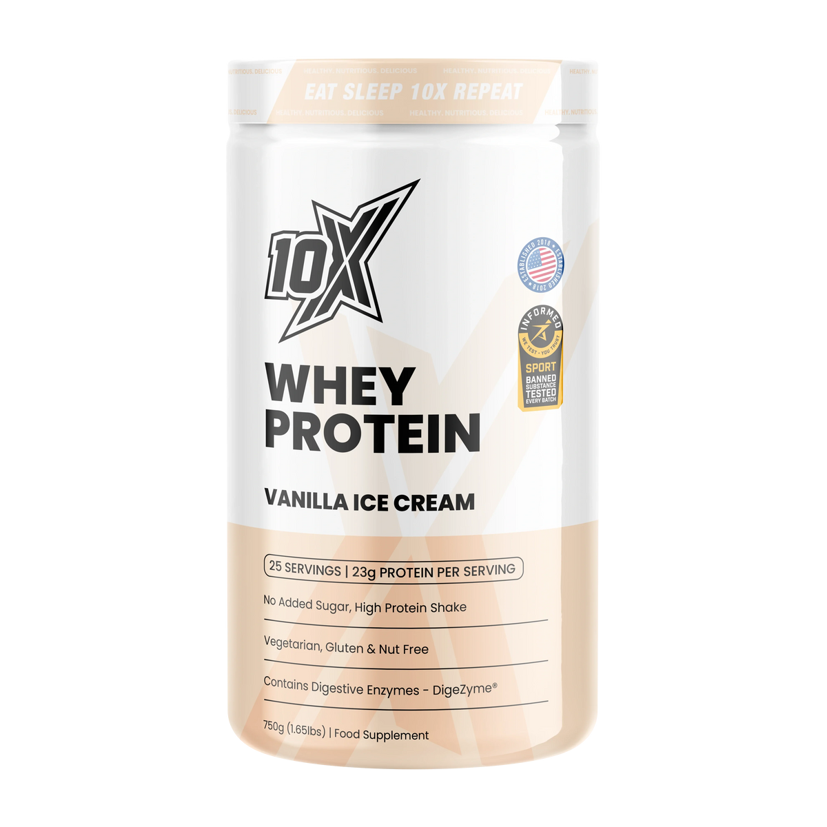 10X Athletic Whey Protein 750g Vanilla Ice Cream packshot