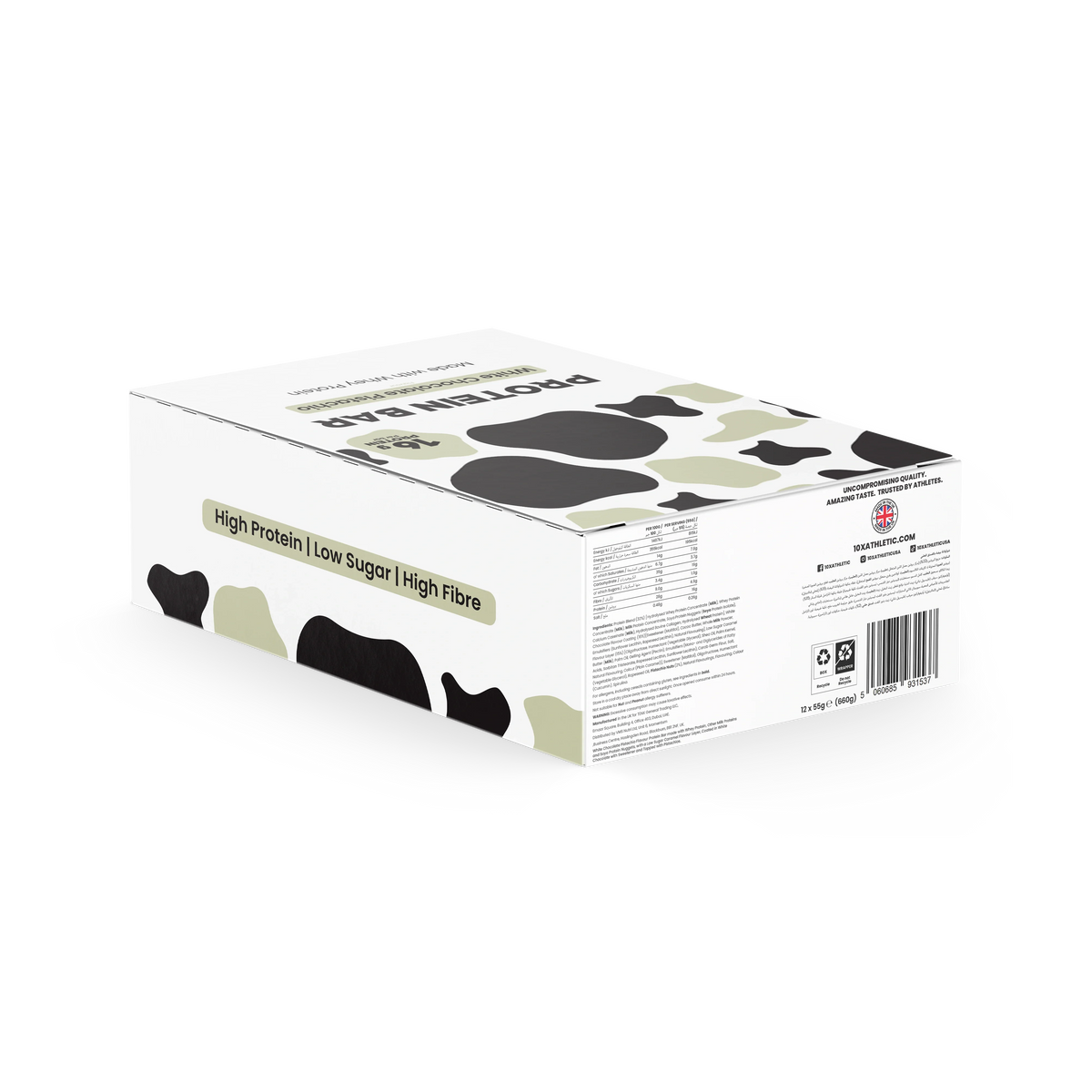 10X Athletic Protein Bar 12x55g White Chocolate Pistachio nutrition