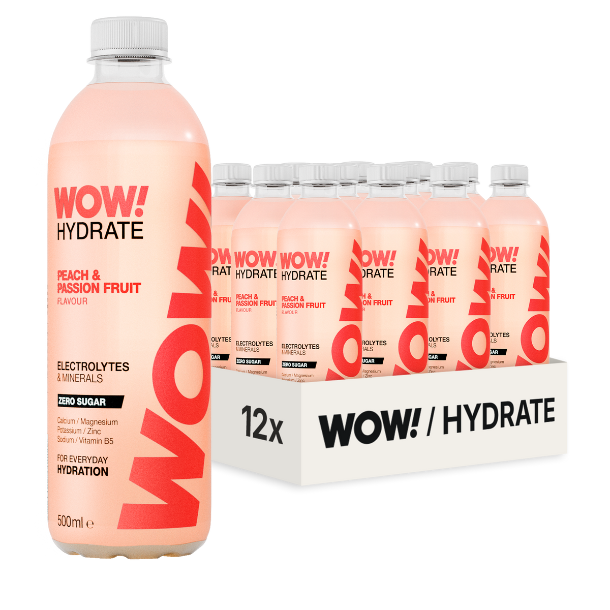 WOW! Hydrate 12x500ml Peach & Passion Fruit