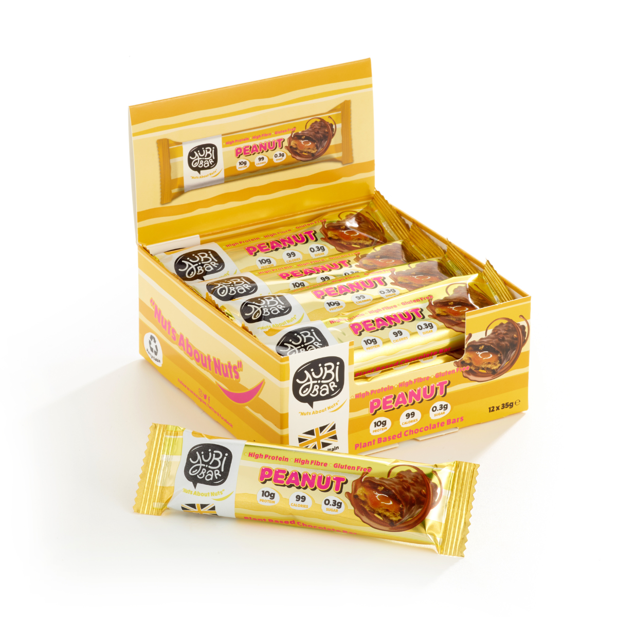YuBi Bar Protein Bar 12x35g - Peanut product packaging