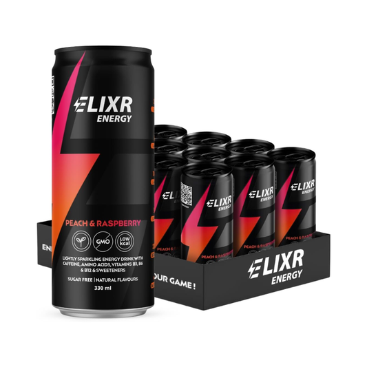 Elixr Energy Energy Drink 12x330ml Peach & Raspberry packshot