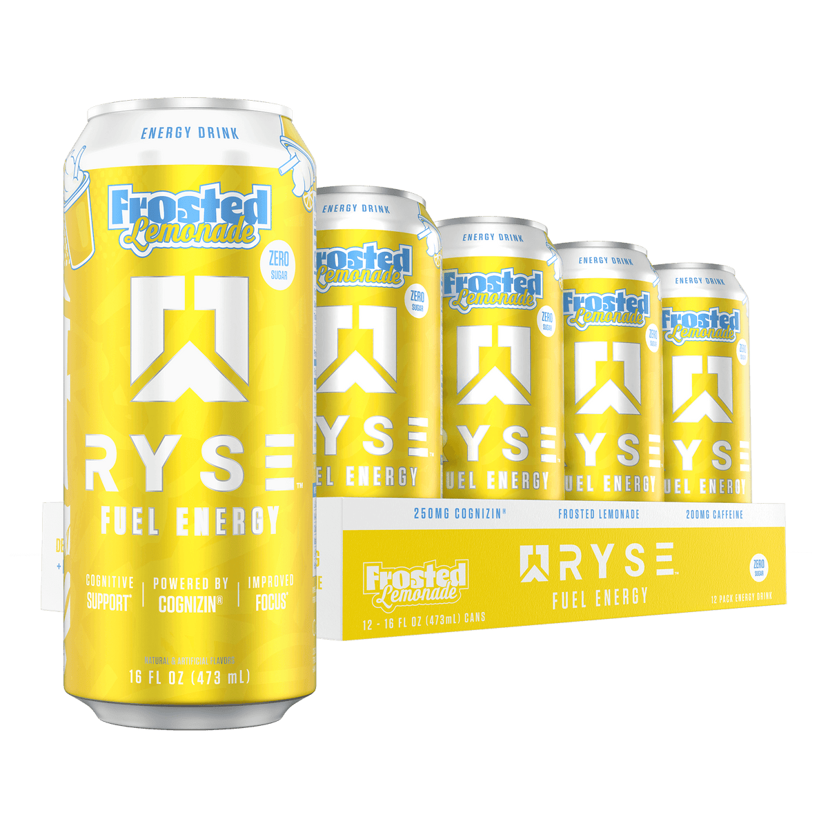 RYSE Fuel Energy 12x473ml Frosted Lemonade packshot