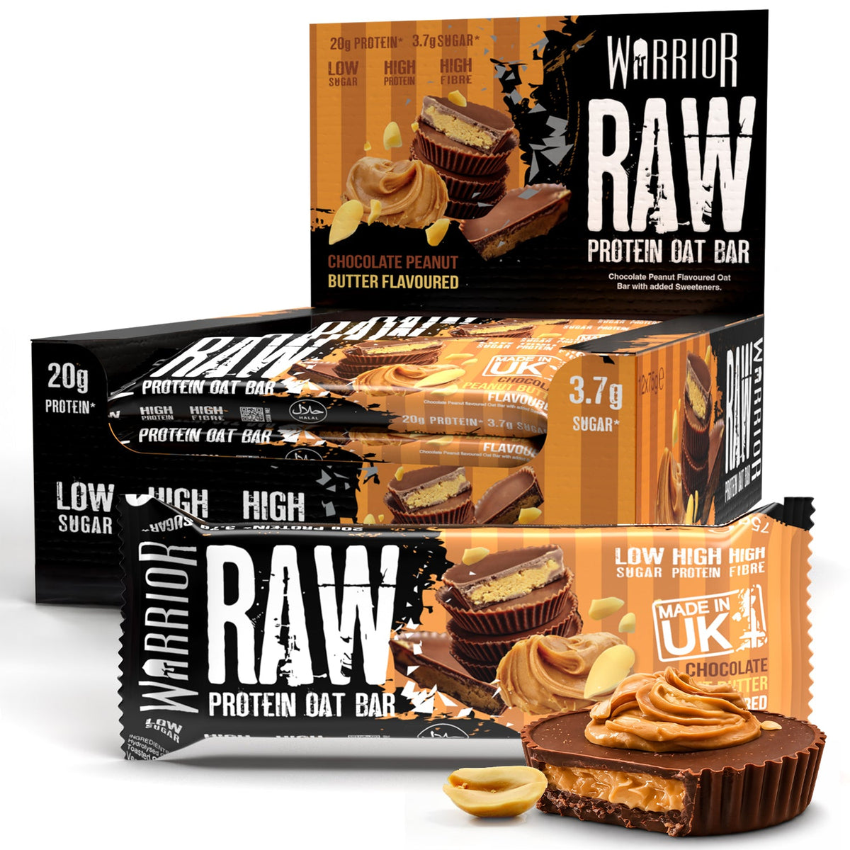 Warrior Raw Protein Flapjack 12x75g Chocolate Peanut Butter packshot