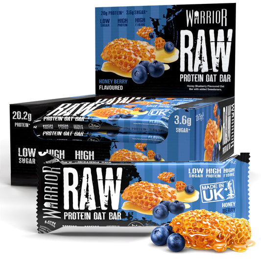 Warrior Raw Protein Flapjack 12x75g Honey Berry packshot