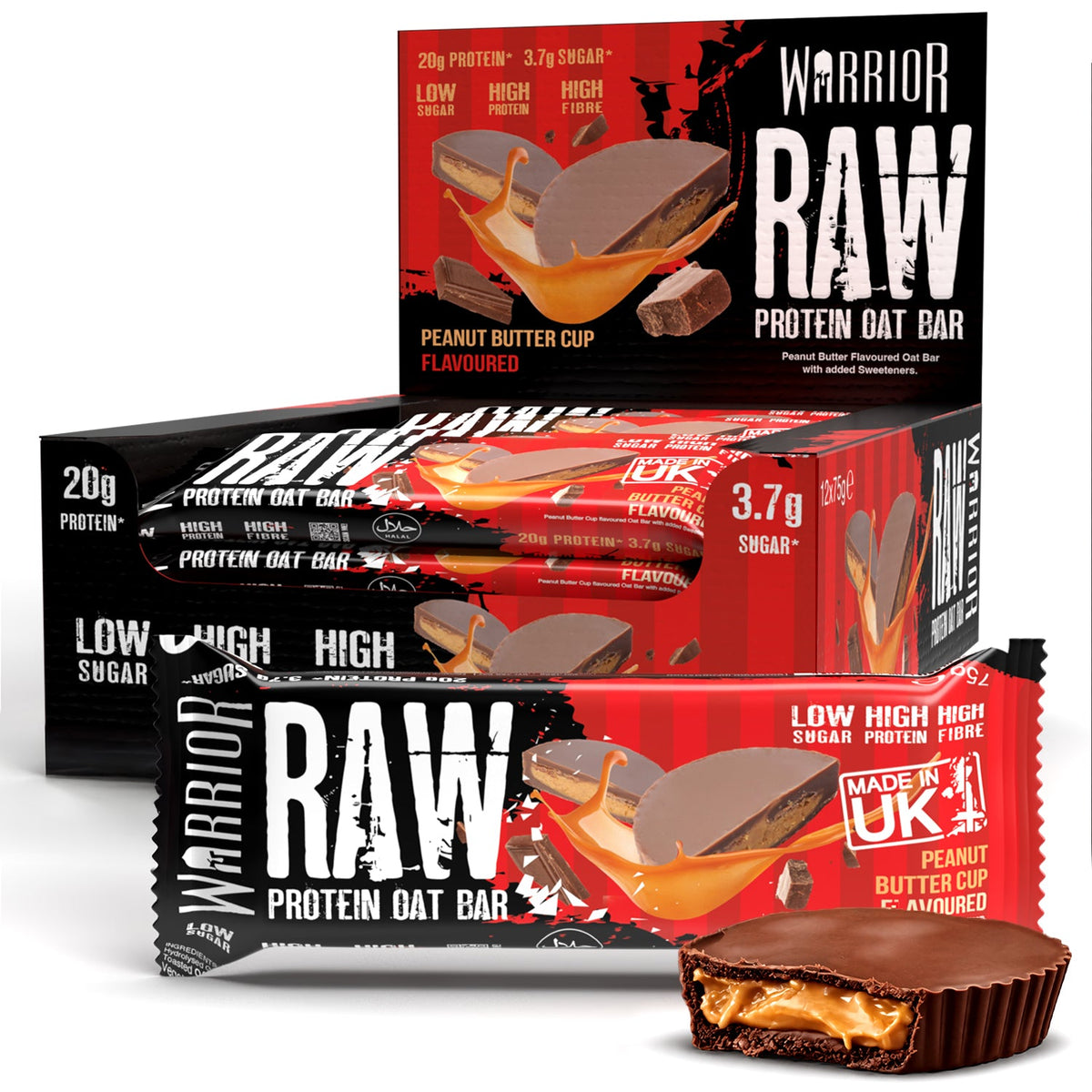 Warrior Raw Protein Flapjack 12x75g Peanut Butter Cup packshot