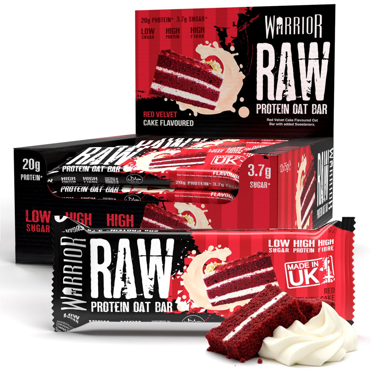 Warrior Raw Protein Flapjack 12x75g Red Velvet Cake packshot