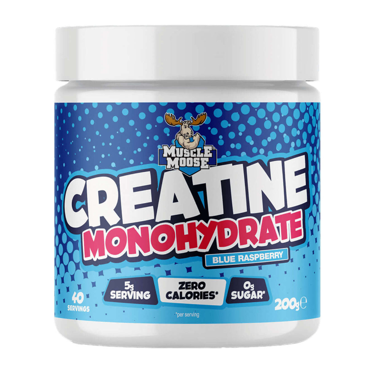 Muscle Moose Creatine Monohydrate (Flavoured) 200g Blue Raspberry packshot