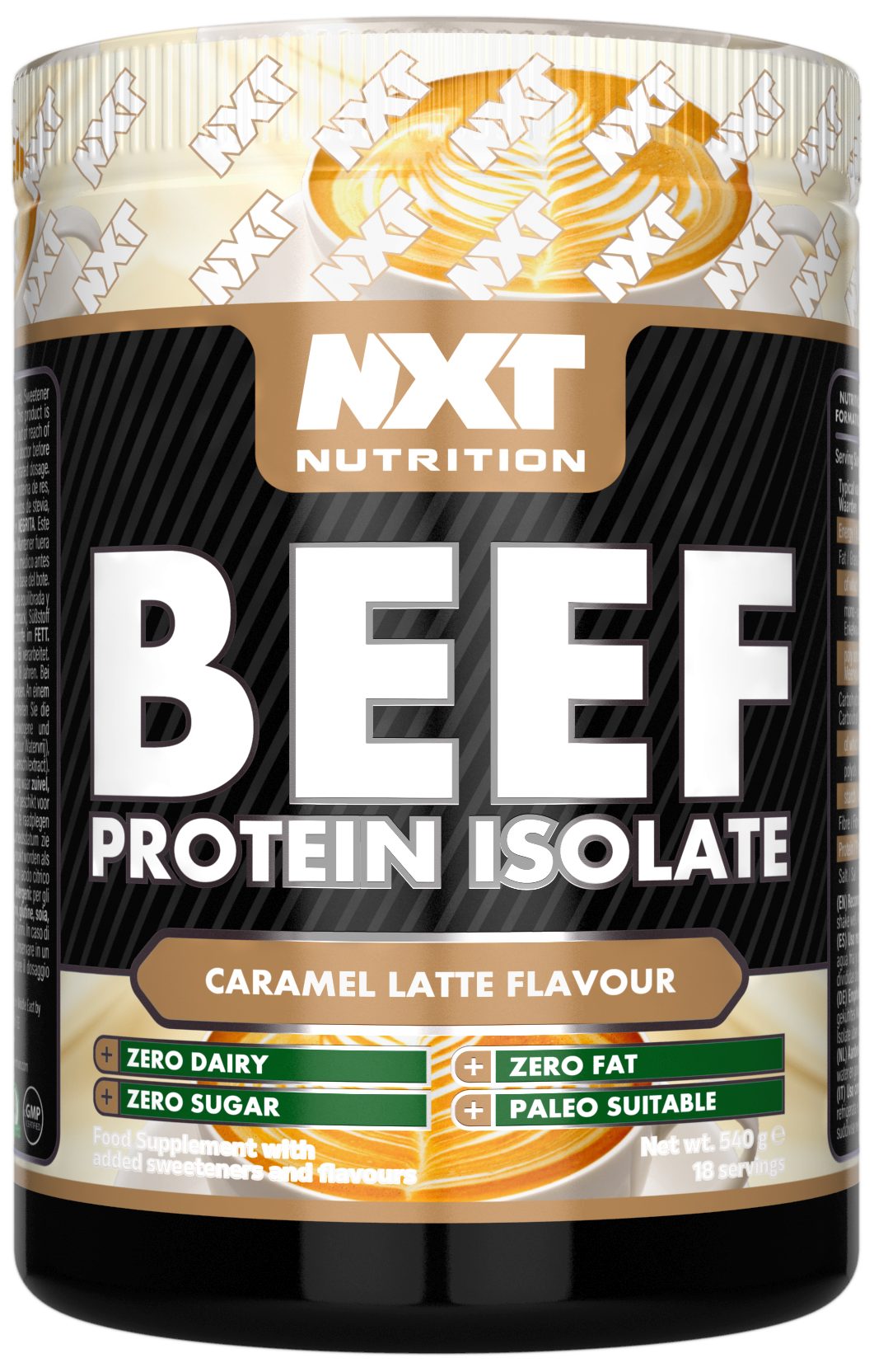 NXT Nutrition Beef Protein Isolate 540g Caramel Latte packshot