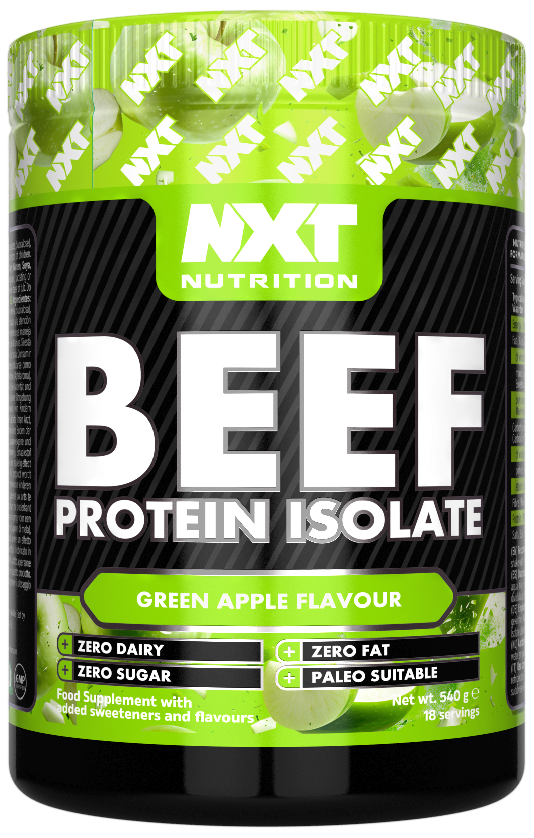 NXT Nutrition Beef Protein Isolate 540g Apple packshot