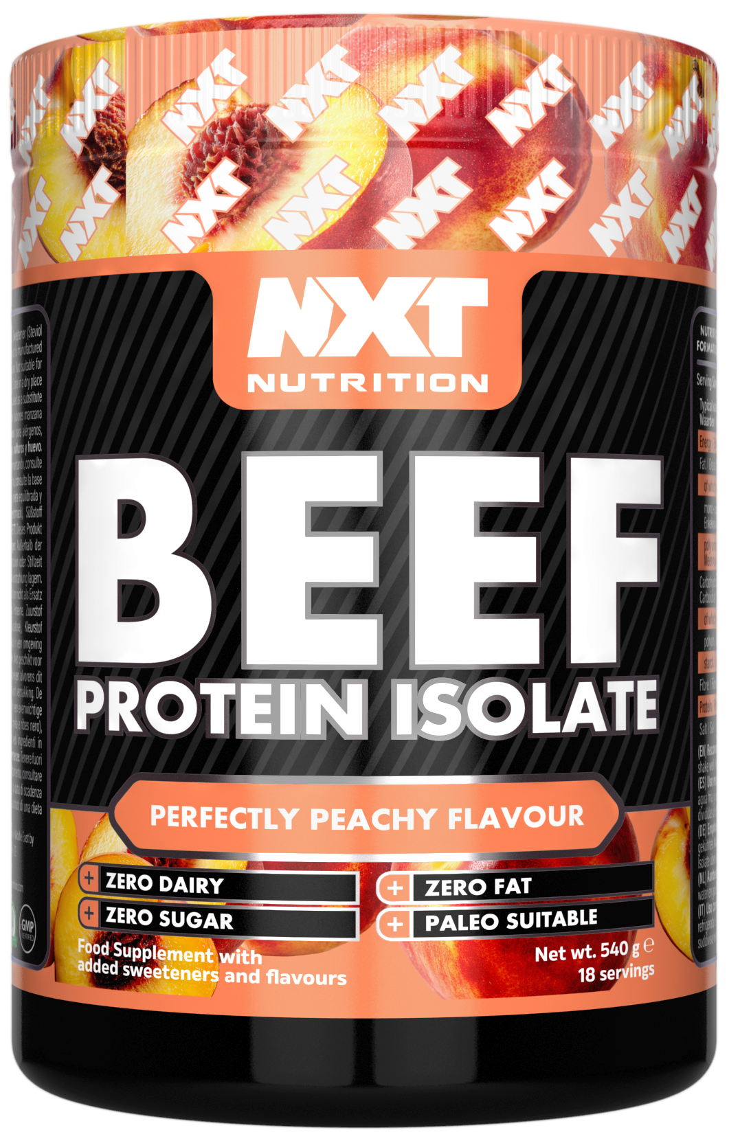 NXT Nutrition Beef Protein Isolate 540g Perfectly Peachy packshot