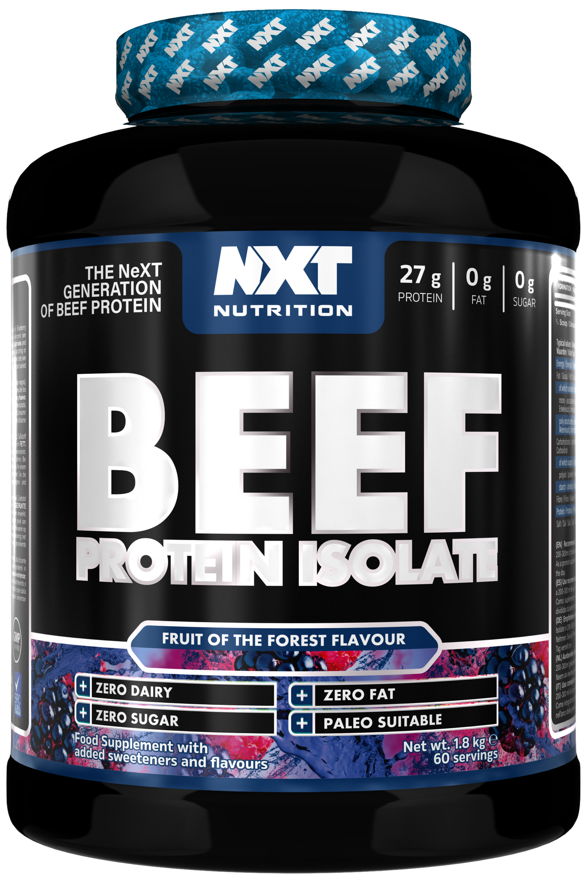 NXT Nutrition Beef Protein Isolate 1.8kg Fruits of the Forest packshot