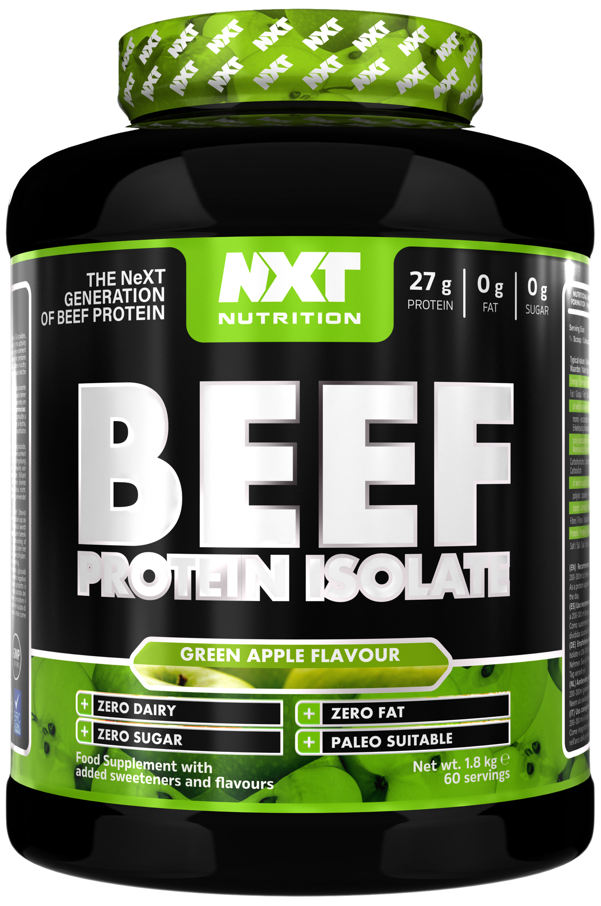 NXT Nutrition Beef Protein Isolate 1.8kg Apple packshot