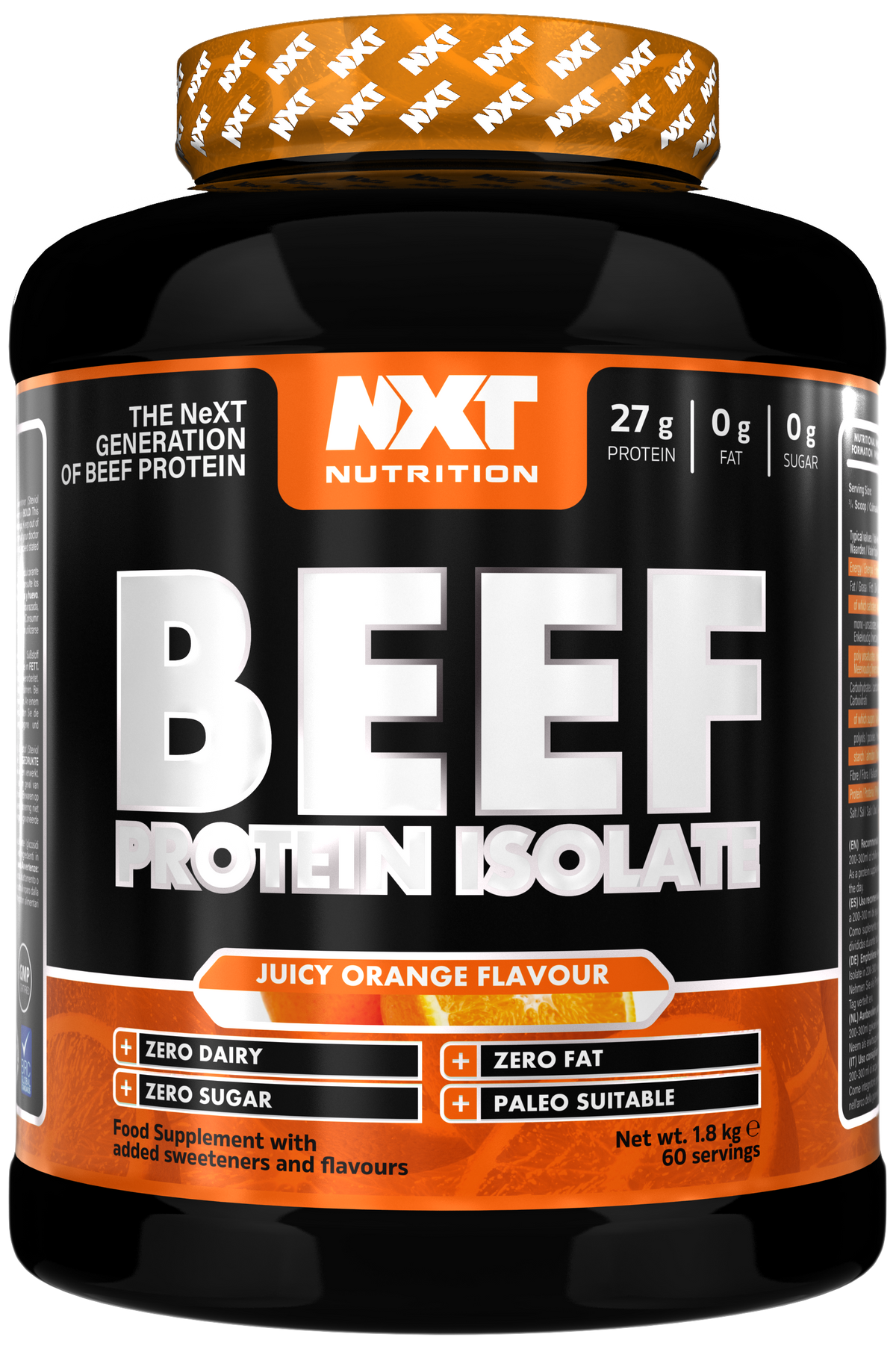 NXT Nutrition Beef Protein Isolate 1.8kg Orange packshot