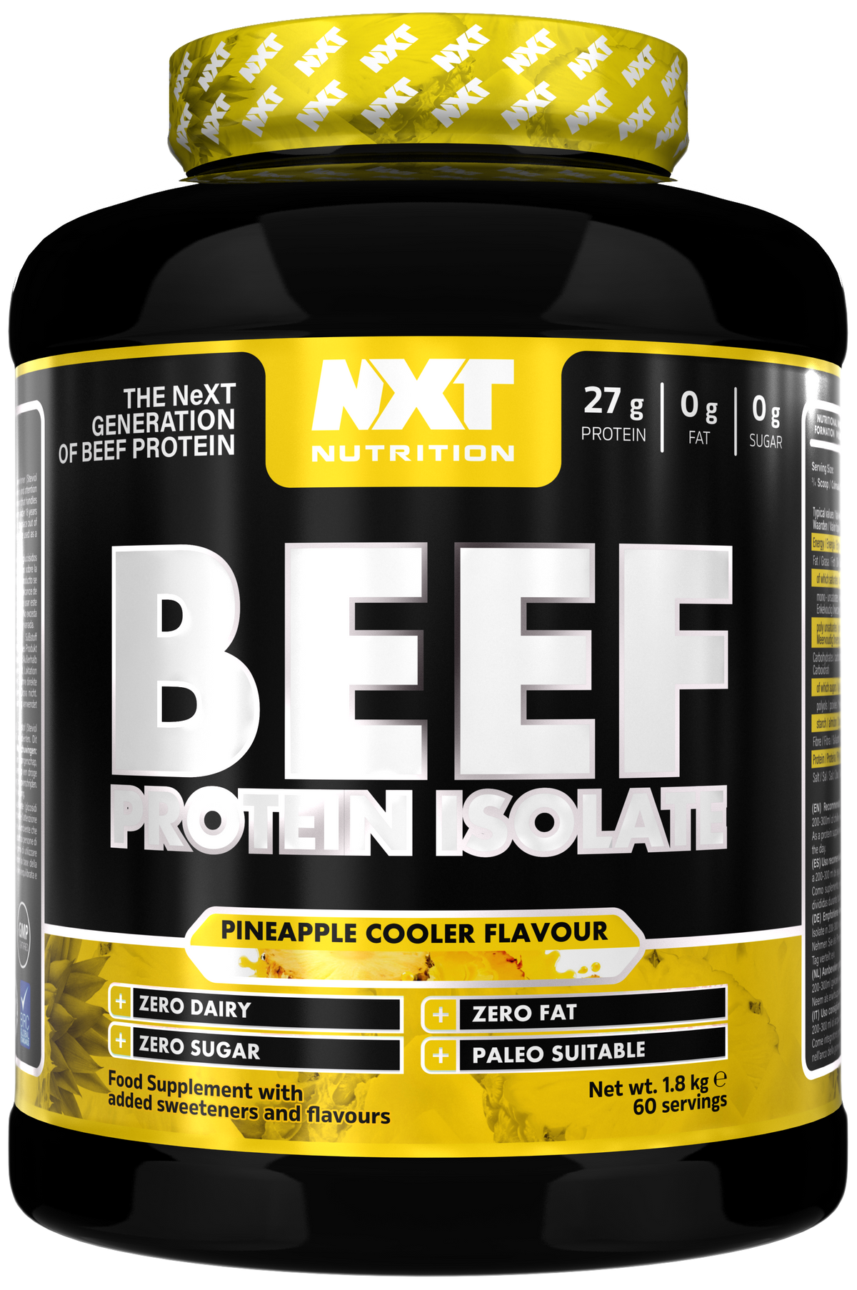 NXT Nutrition Beef Protein Isolate 1.8kg Pineapple packshot