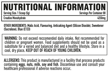 Per4m Creatine 400g — Blue Raspberry — nutrition information
