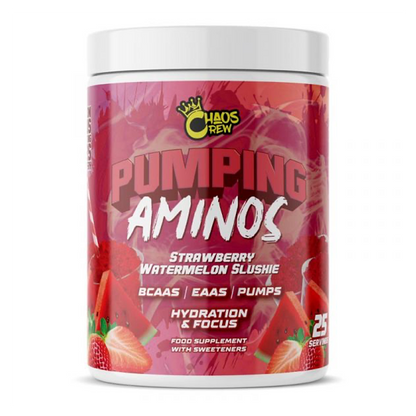 Chaos Crew Pumping Aminos 2.0 325g - Strawberry Watermelon product packaging