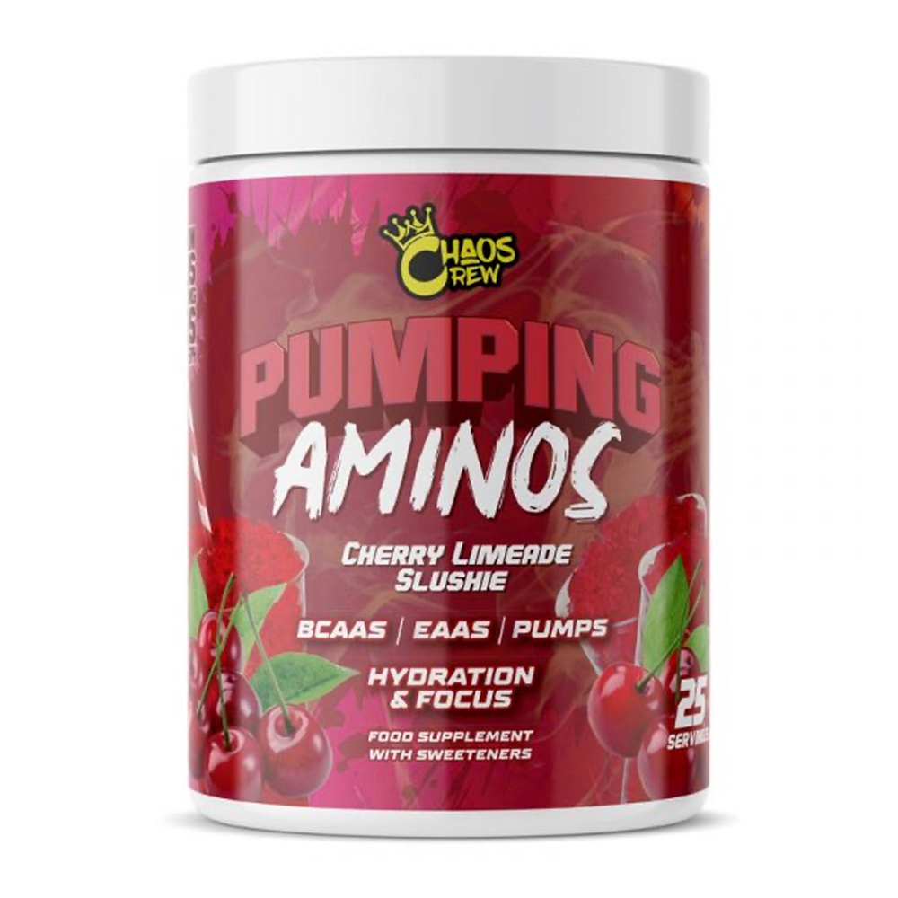 Chaos Crew Pumping Aminos 2.0 325g - Cherry Limeade Slushie product packaging