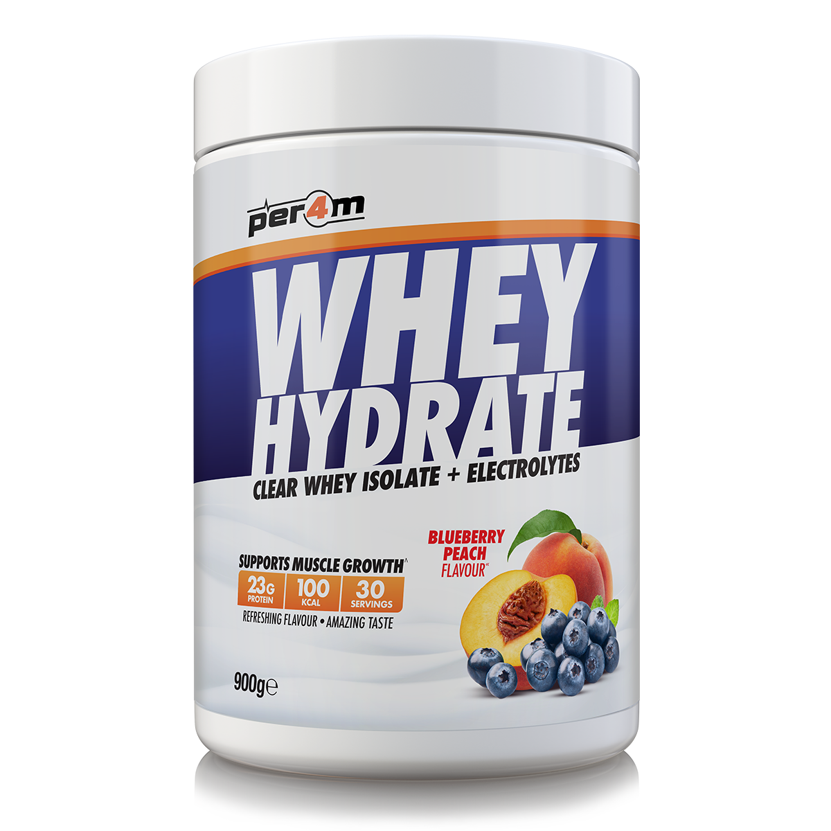 Per4m Whey Hydrate 900g Blueberry Peach packshot