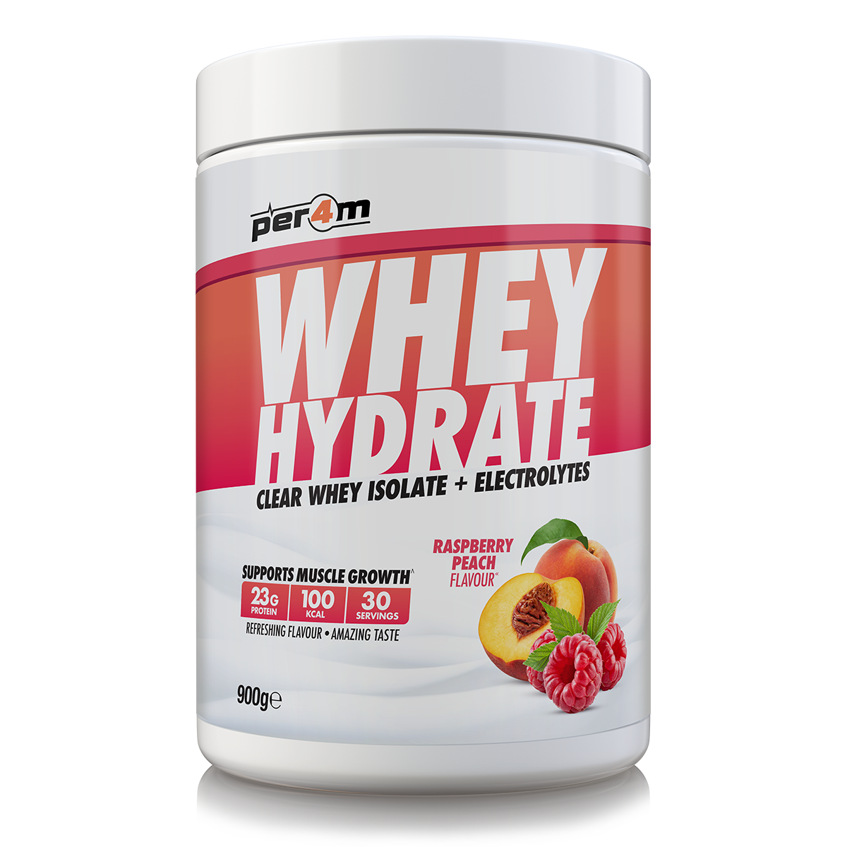 Per4m Whey Hydrate 900g Raspberry Peach packshot