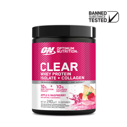 Optimum Nutrition Clear + Collagen 240g Apple & Raspberry packshot